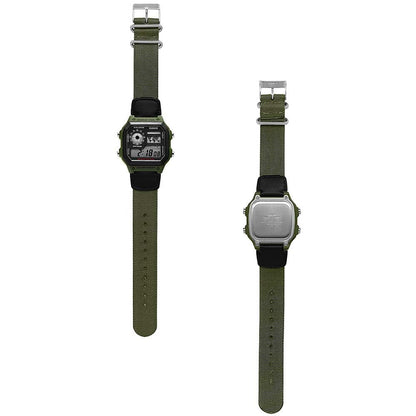 Casio Green Cloth Strap 100m Unisex Digital Watch AE-1200WHB-3BV
