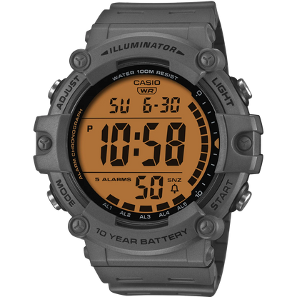 Casio Grey Men's Dual Time 100m Multifunction Digital Sports Watch AE-1500WHC-8A