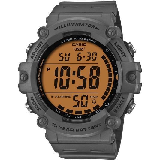Casio Grey Men's Dual Time 100m Multifunction Digital Sports Watch AE-1500WHC-8A