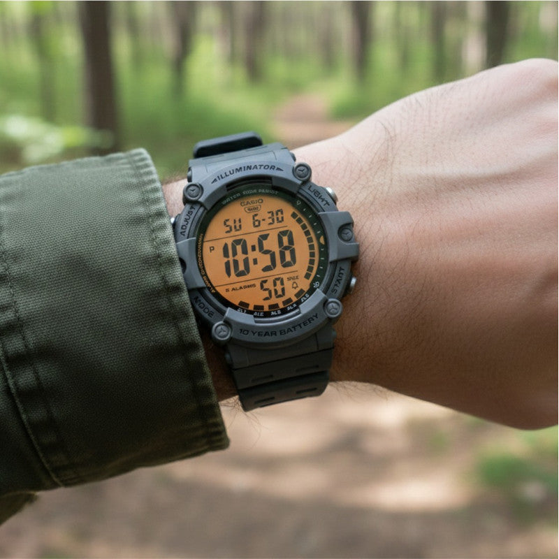 Casio Grey Men's Dual Time 100m Multifunction Digital Sports Watch AE-1500WHC-8A