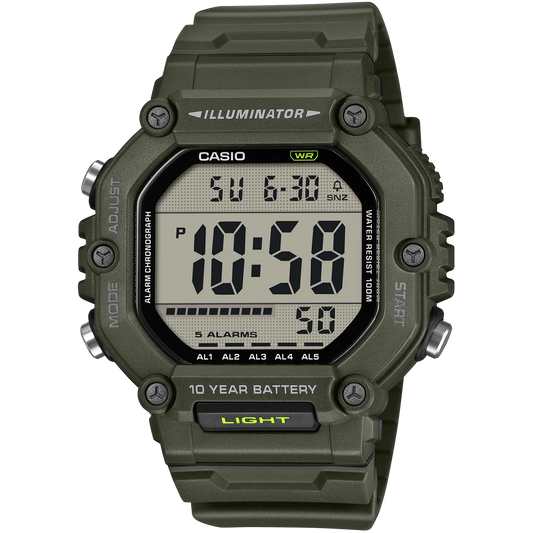 Casio Green Resin Men’s 100m Multifunction Digital Watch AE-1600HX-3A