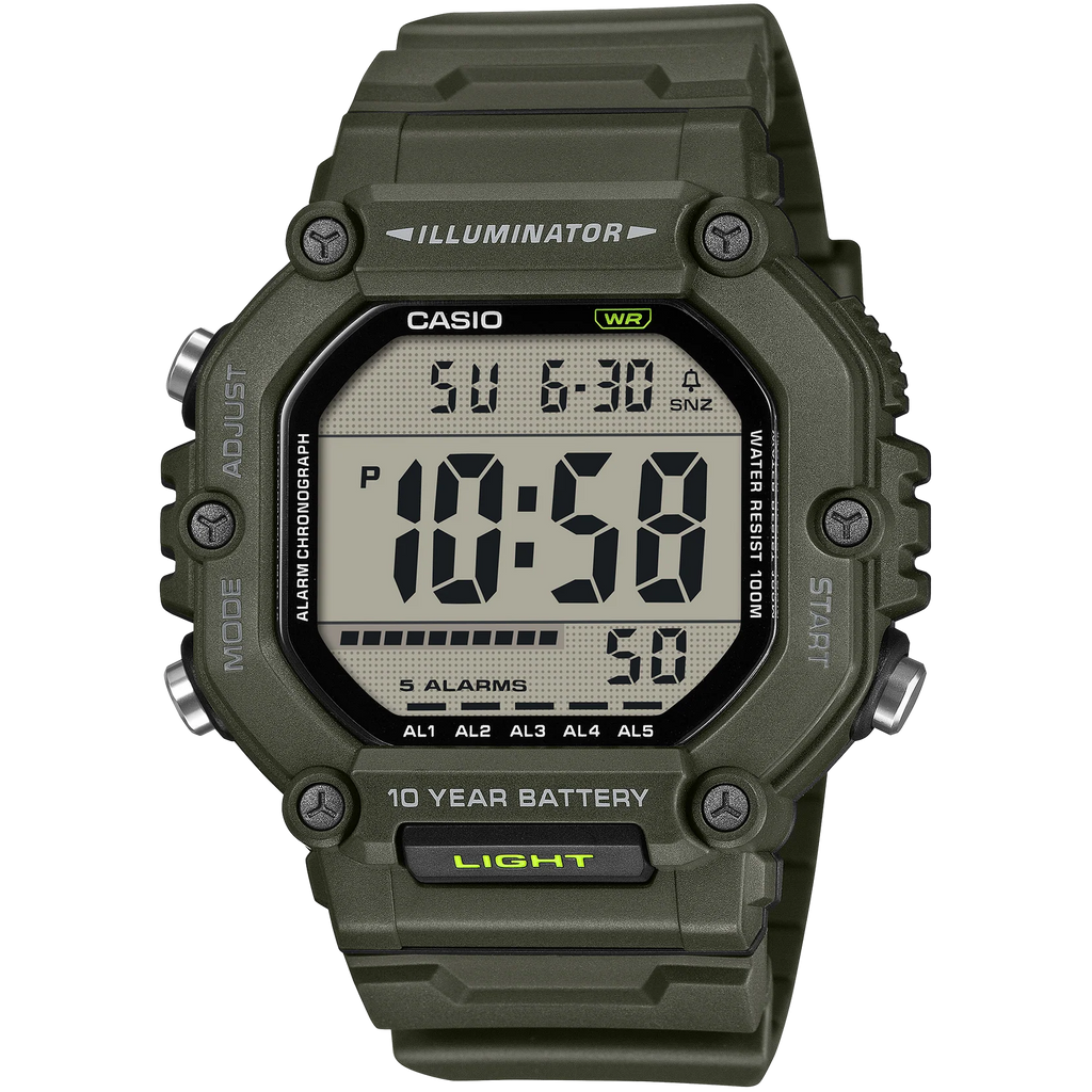 Casio Green Resin Men’s 100m Multifunction Digital Watch AE-1600HX-3A