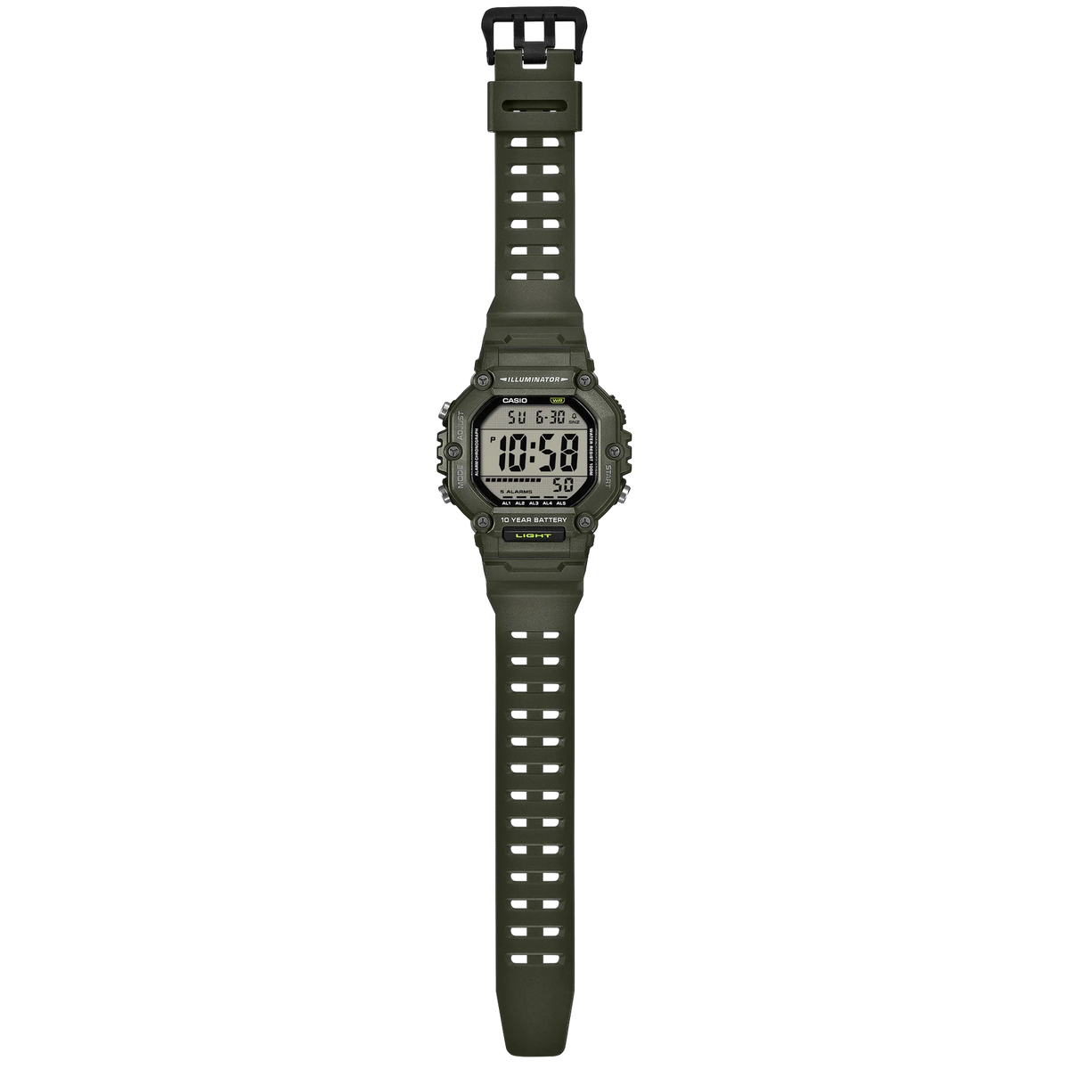 Casio Green Resin Men’s 100m Multifunction Digital Watch AE-1600HX-3A