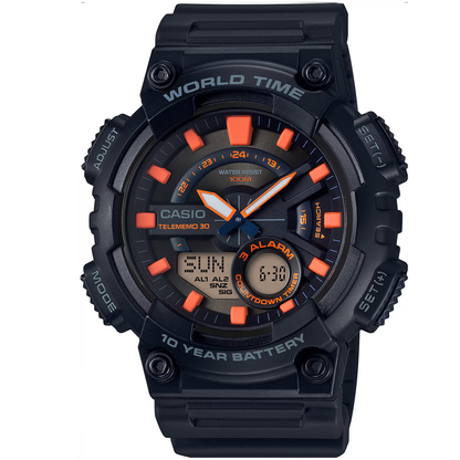 Casio Black Men's 100m Digital Analog Sports Watch AEQ-110W-1A2V