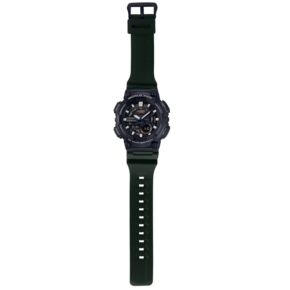 Casio Black Green Men's 100m Digital Analog Sports Watch AEQ-110W-3AV