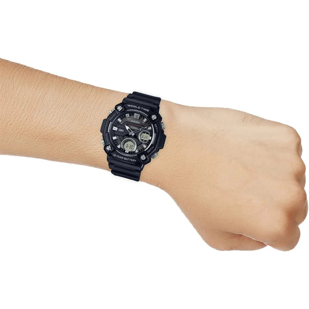 Casio Black Men's 100m Digital-Analog Extra Large Sports Watch AEQ-120W-1AV