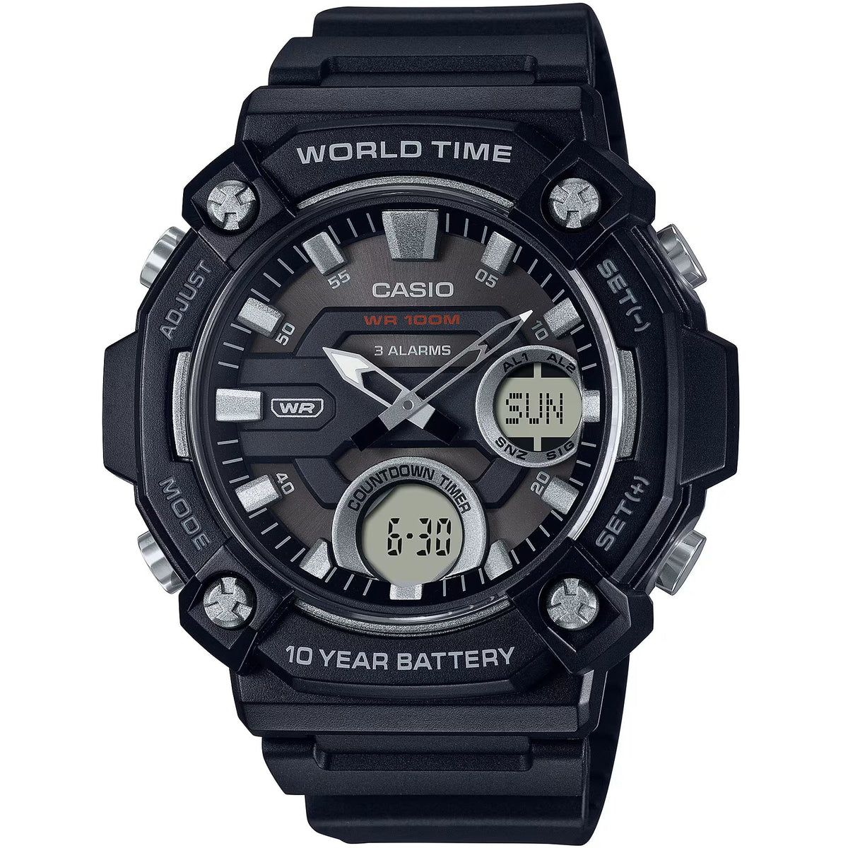 Casio Black Men's 100m Digital-Analog Extra Large Sports Watch AEQ-120W-1AV