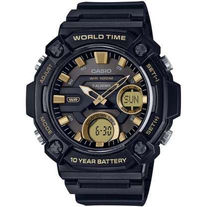 Casio Black Men's 100m Digital-Analog Extra Large Sports Watch AEQ-120W-9AV