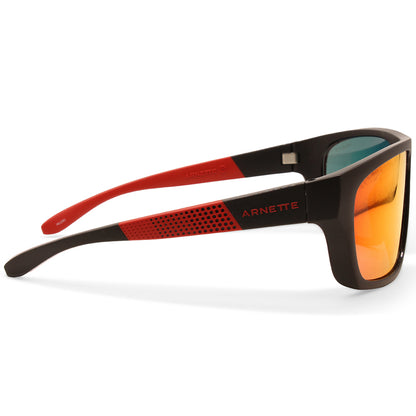 Arnette Hijiki Matte Black-Grey/Red-Yellow Mirror Men's Sports Sunglasses