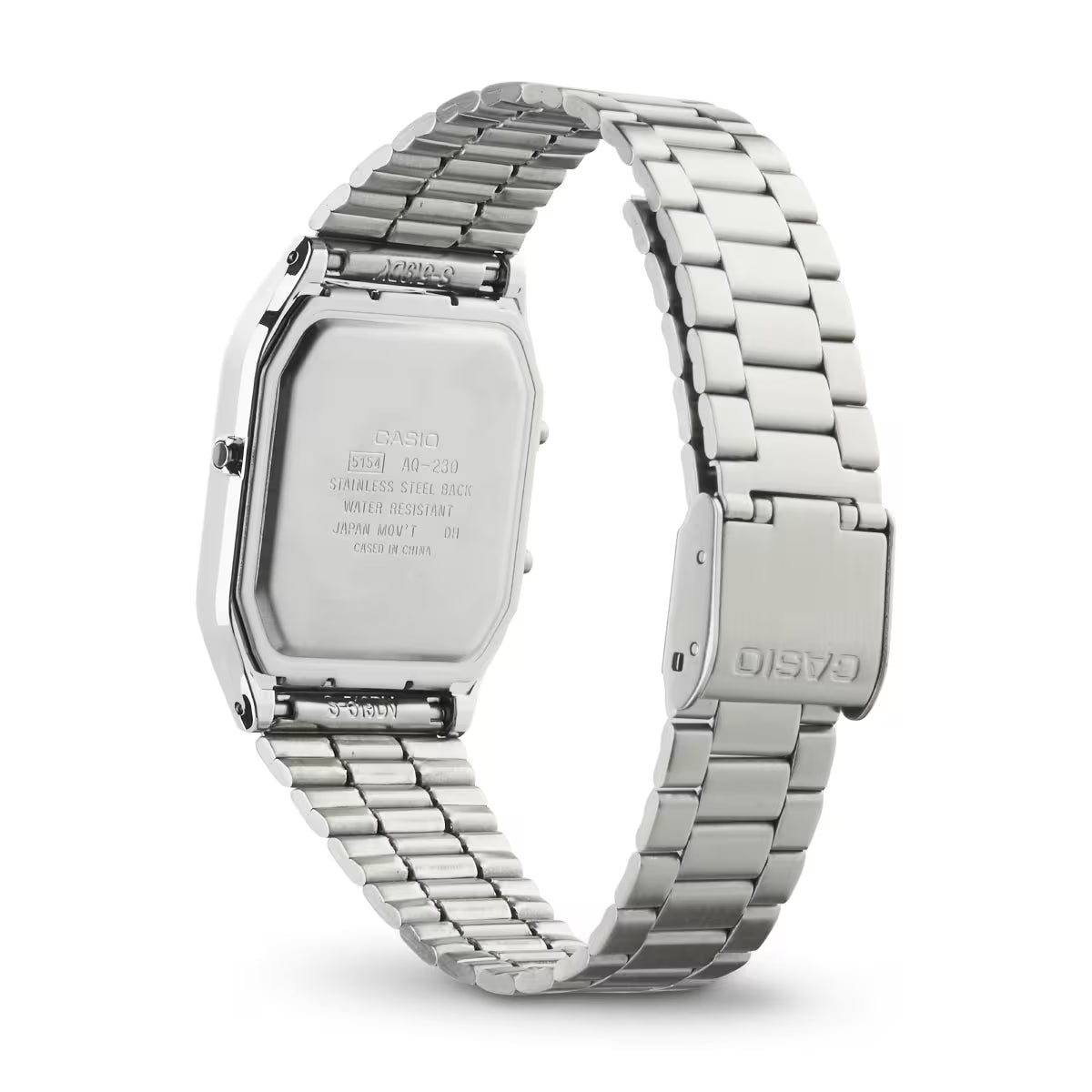 Casio Stainless Steel Retro Style White Face Analog Digital Watch AQ-230A-7D
