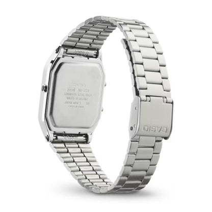 Casio Stainless Steel Retro Style White Face Analog Digital Watch AQ-230A-7D
