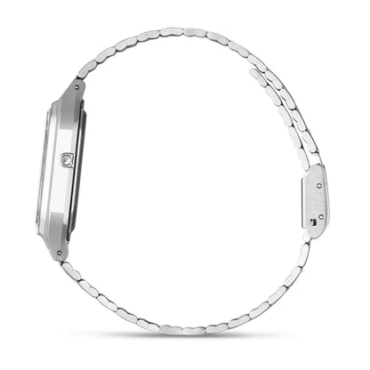 Casio Stainless Steel Retro Style White Face Analog Digital Watch AQ-230A-7D