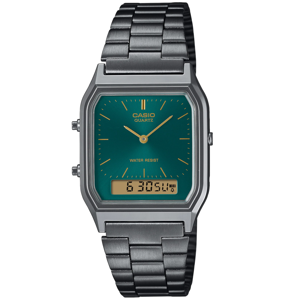 Casio Grey/Green Sunray Retro Style Digital Analog Watch AQ-230EGG-3A