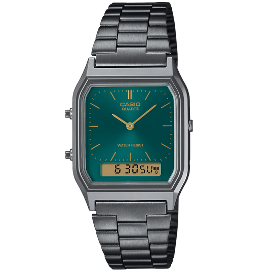 Casio Grey/Green Sunray Retro Style Digital Analog Watch AQ-230EGG-3A