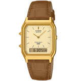 Casio Gold/Brown Leather Strap Retro Style Digital Analog Watch AQ-230EGL-9A