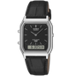 Casio Silver/Black Leather Strap Retro Style Digital Analog Watch AQ-230EL-1A