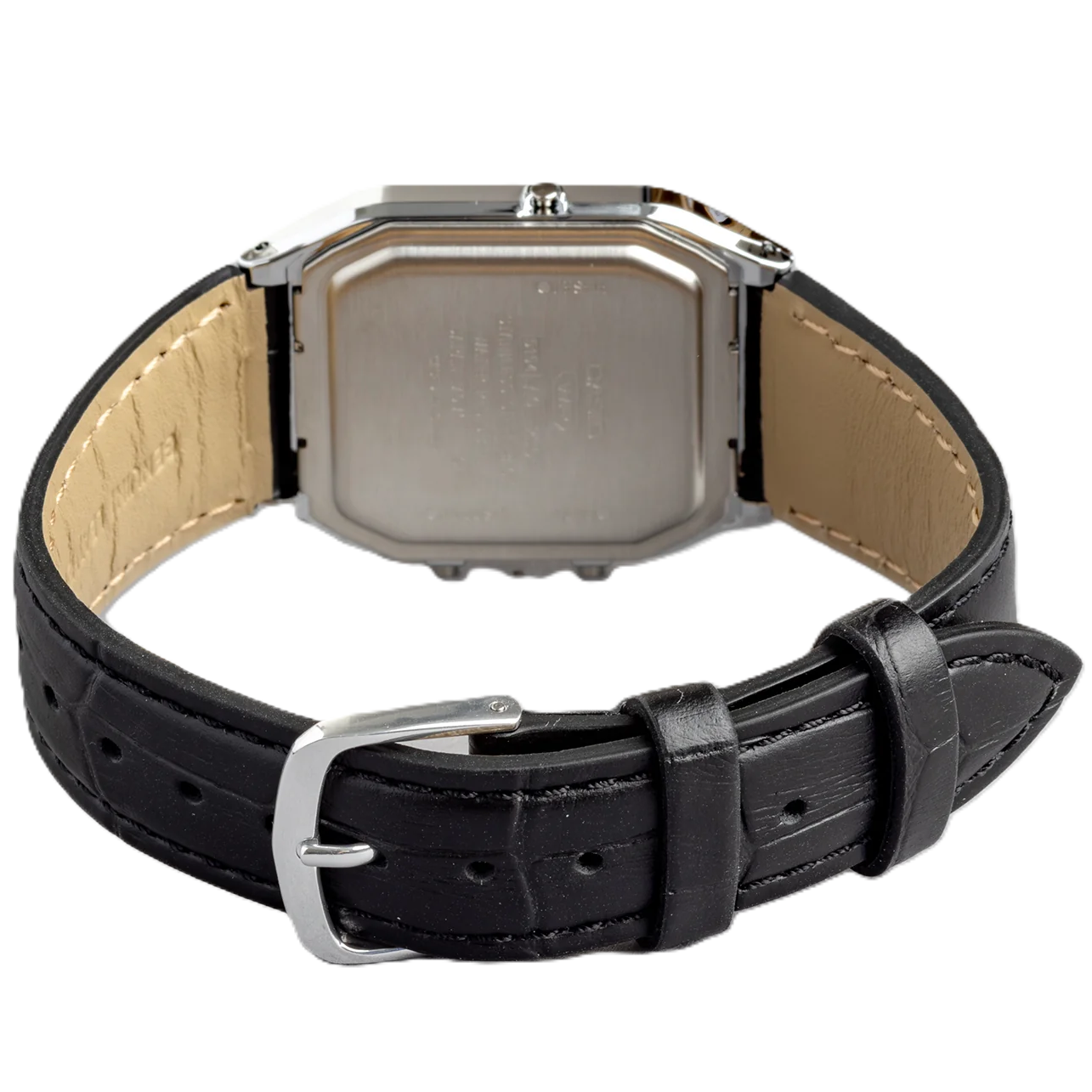 Casio Silver/Black Leather Strap Retro Style Digital Analog Watch AQ-230EL-1A