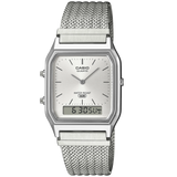 Casio Silver Dial/Mesh Band Retro Style Digital Analog Watch AQ-230EM-7A