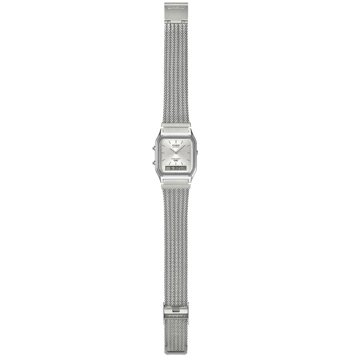 Casio Silver Dial/Mesh Band Retro Style Digital Analog Watch AQ-230EM-7A