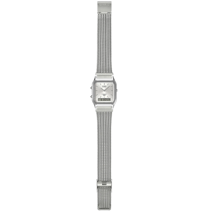 Casio Silver Dial/Mesh Band Retro Style Digital Analog Watch AQ-230EM-7A