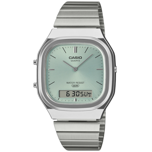 Casio Silver/Light Blue Vintage Style Unisex Analog Digital Watch AQ-240E-2A