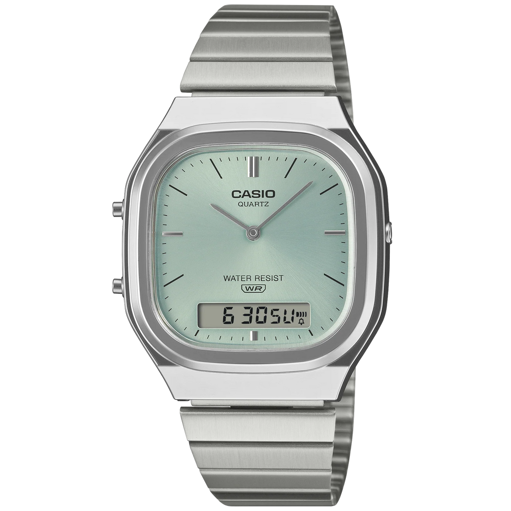 Casio Silver/Light Blue Vintage Style Unisex Analog Digital Watch AQ-240E-2A