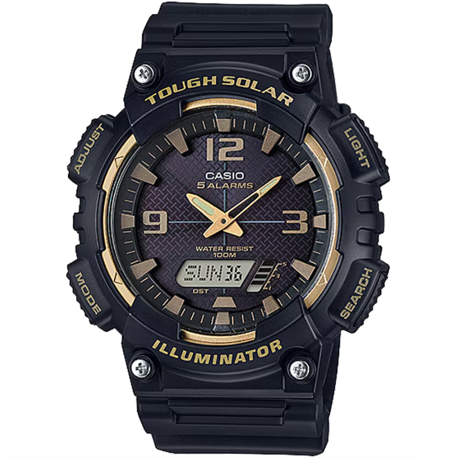 Casio Black Gold Tough Solar Men's 100m Digital-Analog Watch AQ-S810W-1A3V