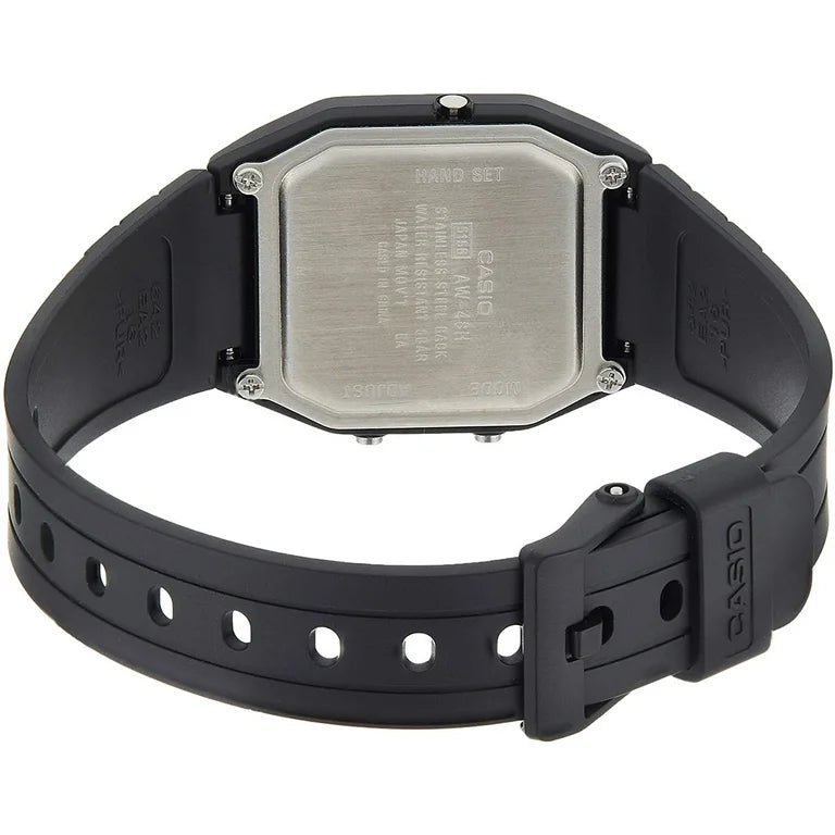 Casio Black Dial 50m Dual Time Unisex Digi-Analog Watch AW-48HE-1A