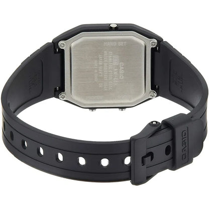 Casio Black Dial 50m Dual Time Unisex Digi-Analog Watch AW-48HE-1A