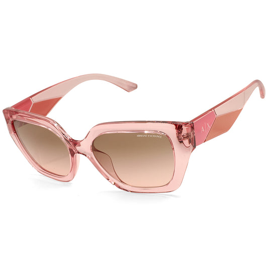 Armani Exchange Shiny Transparent Pink/Pink-Grey Gradient Women's Sunglasses