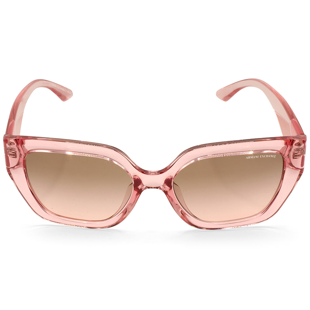 Armani Exchange Shiny Transparent Pink/Pink-Grey Gradient Women's Sunglasses