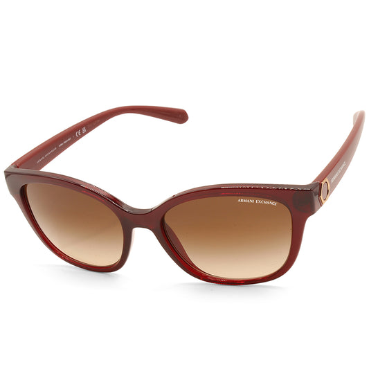 Armani Exchange Shiny Transparent Red/Brown Gradient Women's Sunglasses