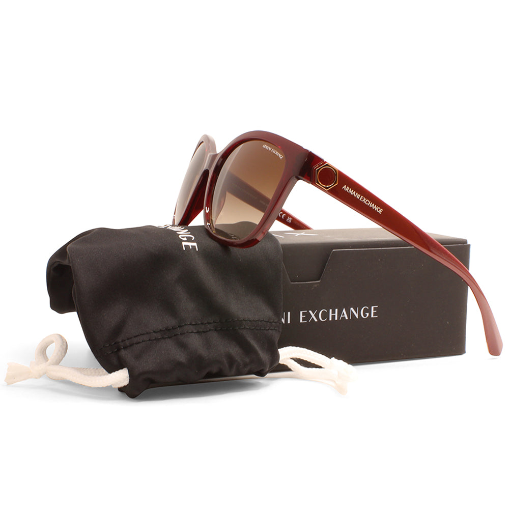 Armani Exchange Shiny Transparent Red/Brown Gradient Women's Sunglasses