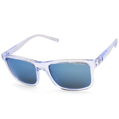 Armani Exchange Transparent Blue/Blue Mirror Men's Sunglasses AX4145S 834555