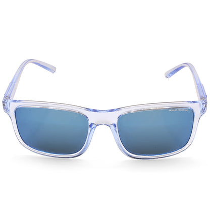 Armani Exchange Transparent Blue/Blue Mirror Men's Sunglasses AX4145S 834555