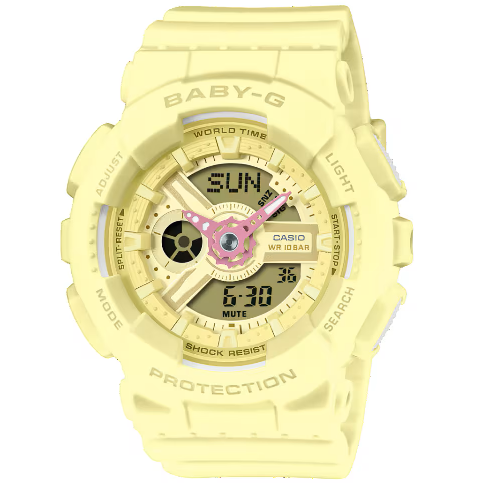 Baby-G Yellow Women's or Girls 100m Digital-Analog Sports Watch BA-110AH-9A