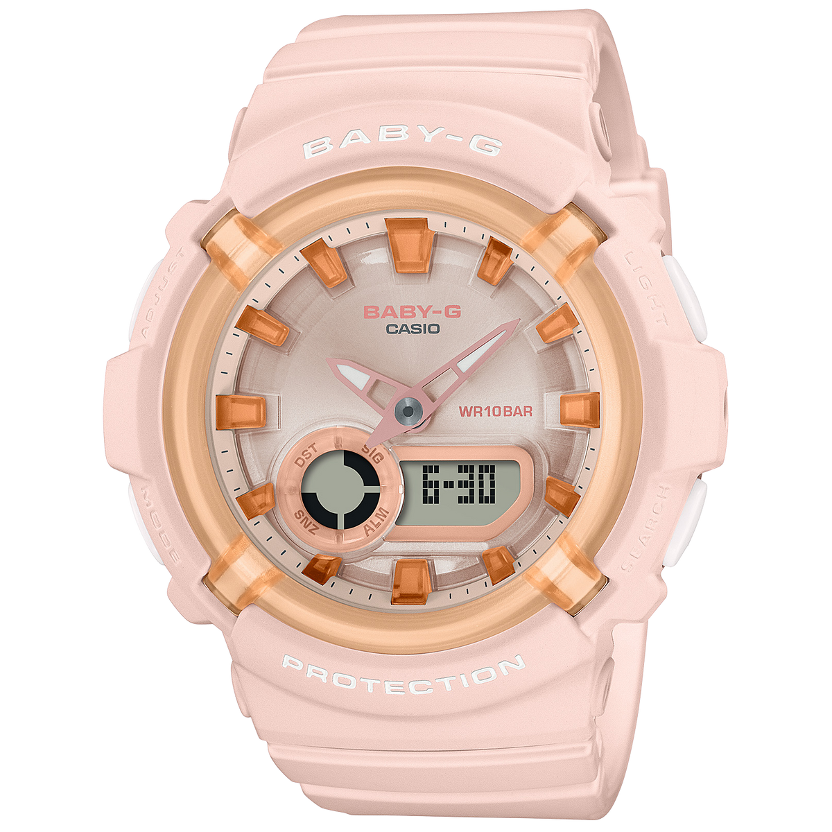 Baby-G Matte Coral Pink Girls 100m Digital-Analog Sports Watch BGA-280SW-4A