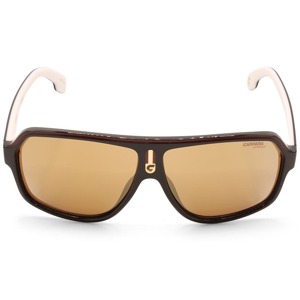 Carrera Shiny Brown on White/Gold Polarised Unisex Sunglasses 1001/S OIT-K1