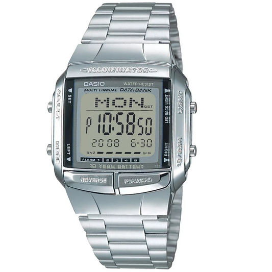 Casio DB-360-1A Silver Databank Series Multilingual Unisex Digital Watch
