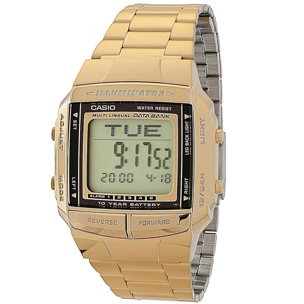 Casio DB-360G-9A Gold Databank Telememo Multilingual Unisex Digital Watch