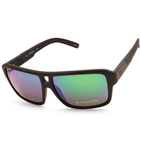 Dragon The Jam LL Ion Matte Black/Green Mirror Men's Designer Sunglasses