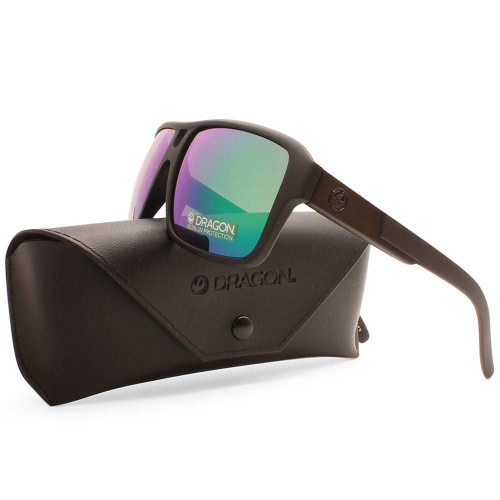 Dragon The Jam LL Ion Matte Black/Green Mirror Men's Designer Sunglasses