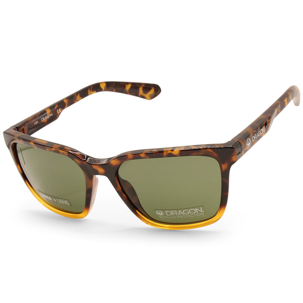 Dragon Burgee LL	Havana/Grey-Green Mens Rectangular Designer Sunglasses