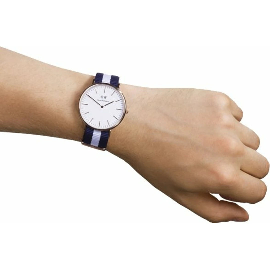 Daniel Wellington Classic Glasgow Rose Gold/Fabric Strap Unisex Analog Watch