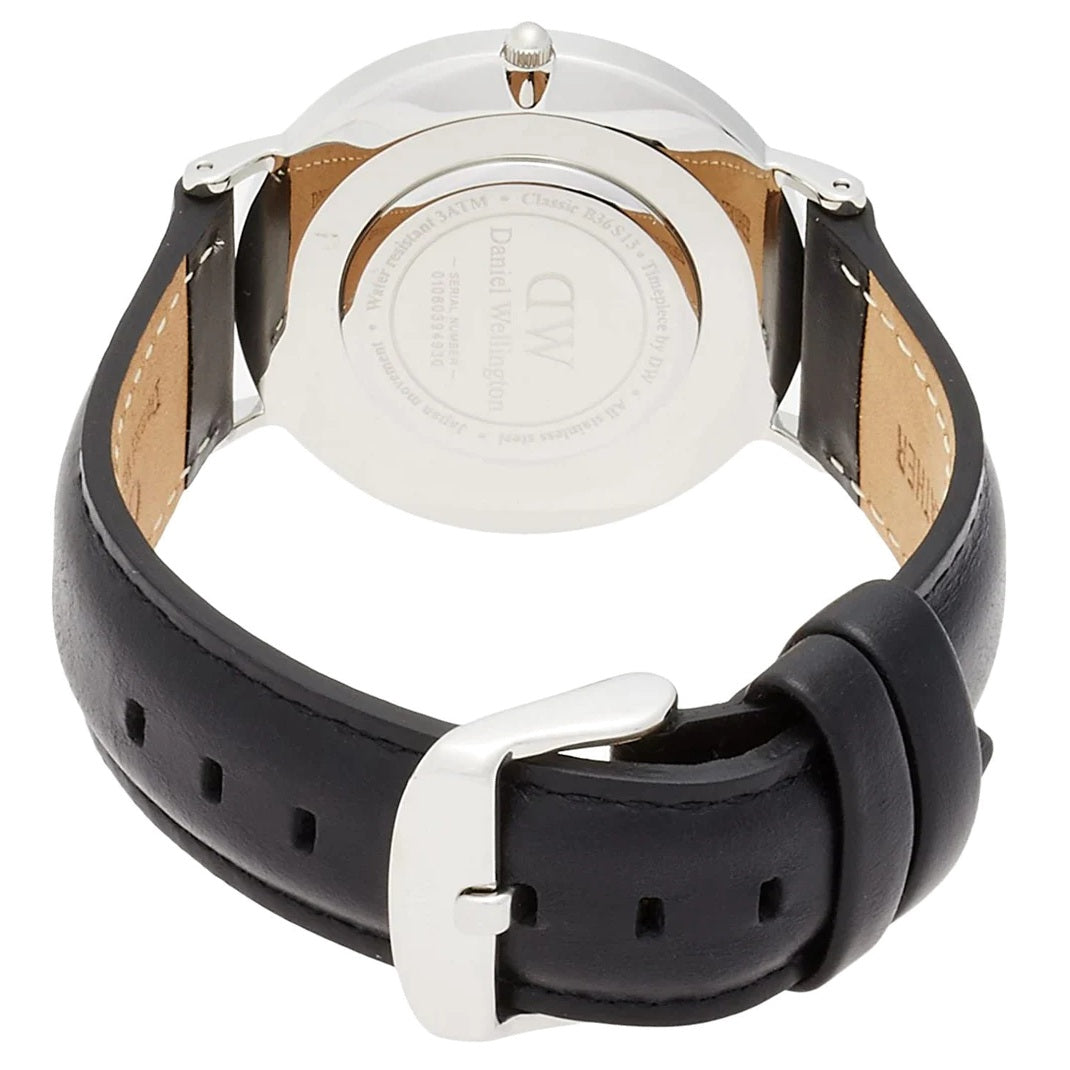 Daniel Wellington Classic Sheffield White/Black Leather Strap Women's Watch