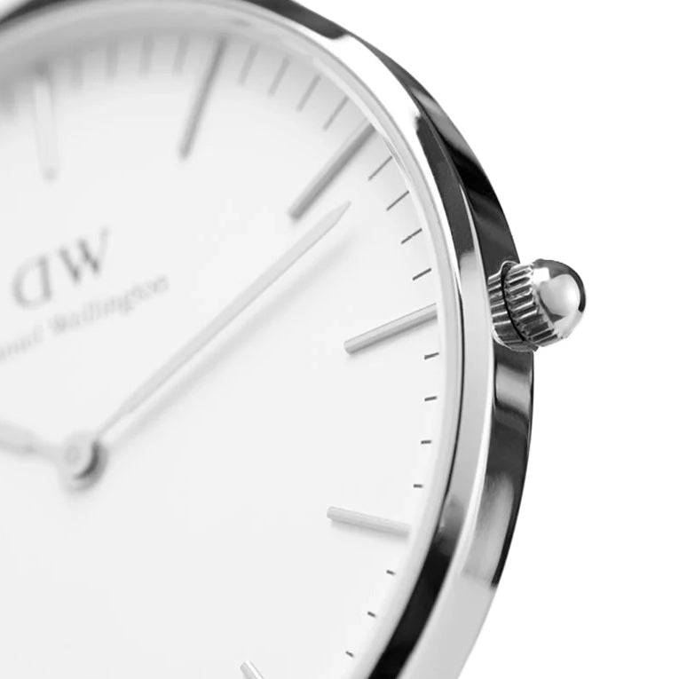 Daniel Wellington Classic Sheffield White/Black Leather Strap Women's Watch
