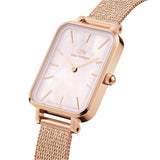Daniel Wellington Quadro Pressed Melrose Rose Gold Mesh Strap Ladies Watch