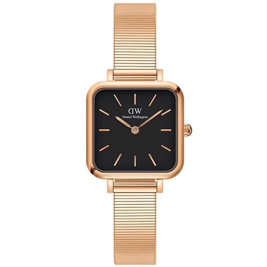 Daniel Wellington Quadro Studio Rose Gold/Black Ladies Analog Watch DW00100518