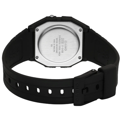 Casio F-91W-3 Black & Green Classic Digital Unisex Watch with Alarm & Stopwatch