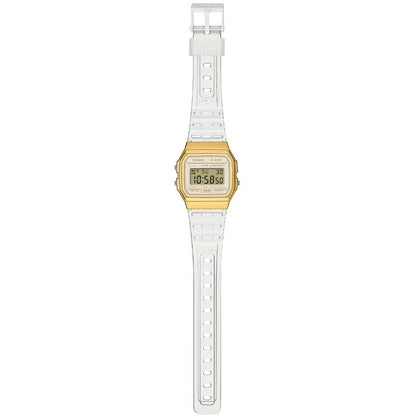 Casio Gold/Transparent Strap Classic Unisex Digital Watch F-91WS-7A2
